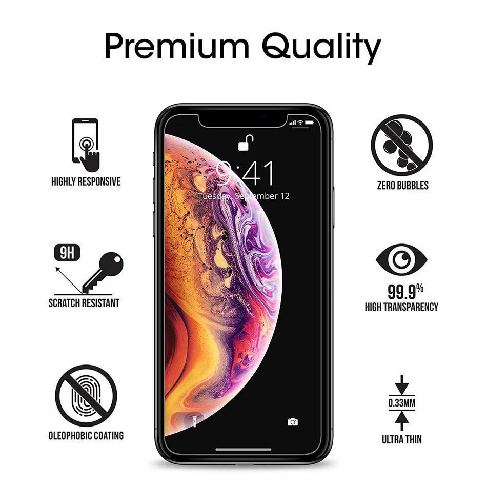 2x Tempered Glass Screen Protector for Apple iPhone X XR XS 11 12 13 14 PRO MAX Mini - Image 3